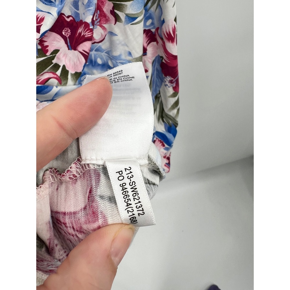 Tommy Bahama Tropical Floral Hibiscus Sleeveless Shift Tank Dress Pink Blue M - Picture 6 of 8